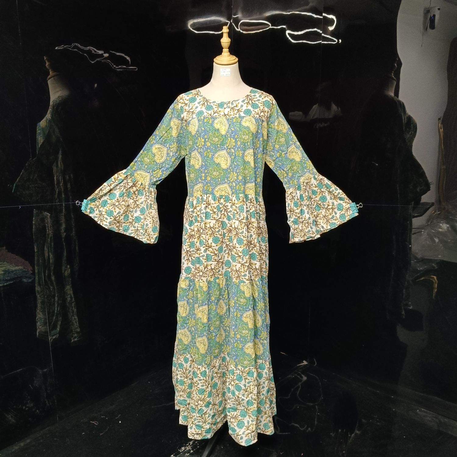 S/M  Moon Printed Cotton Dress 57" Long Jalabiya