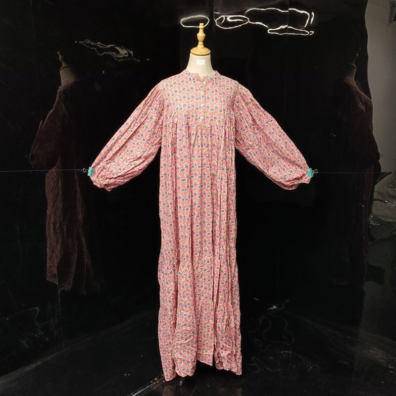 S/M Alfia Printed Cotton Dress 57" Long Jalabiya