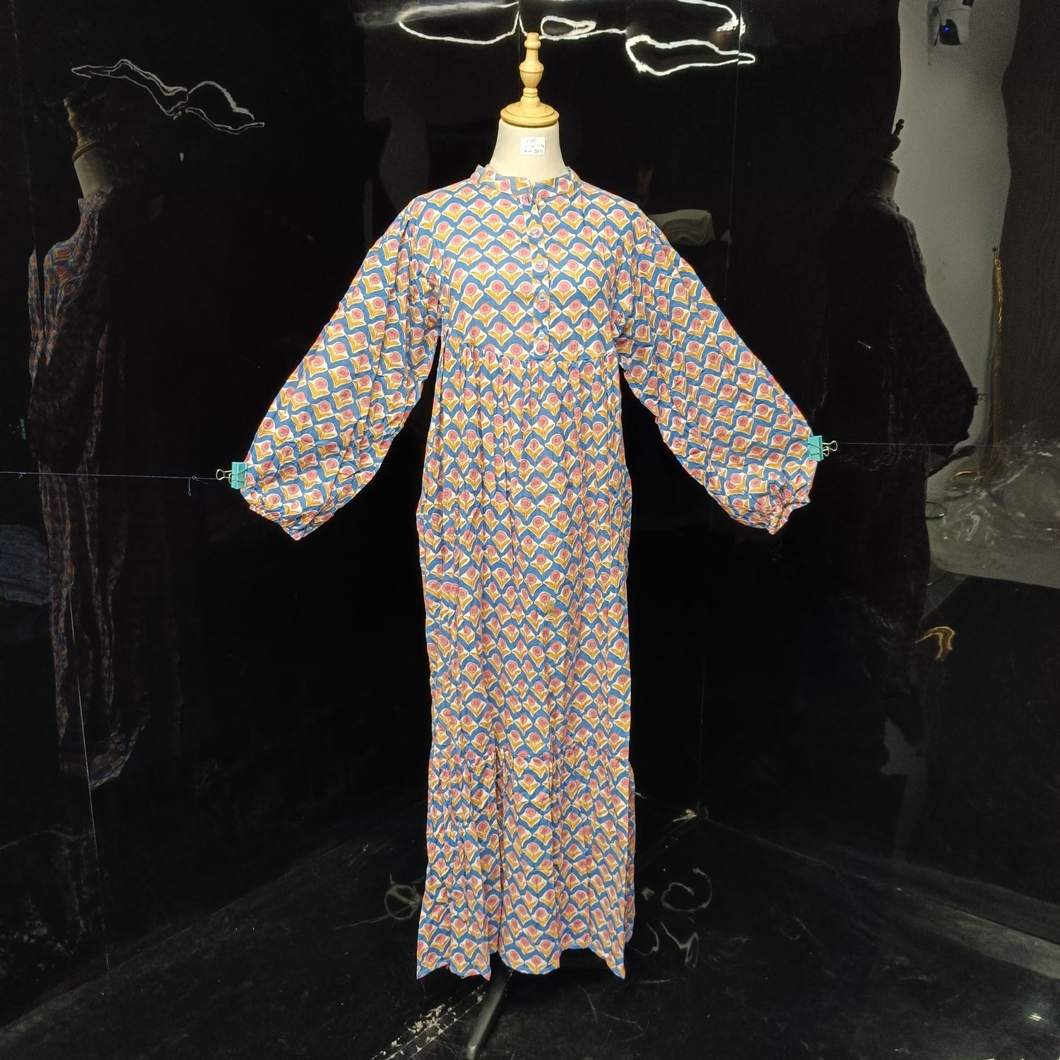 XS/S Alfia Printed Cotton Dress 54" Long Jalabiya