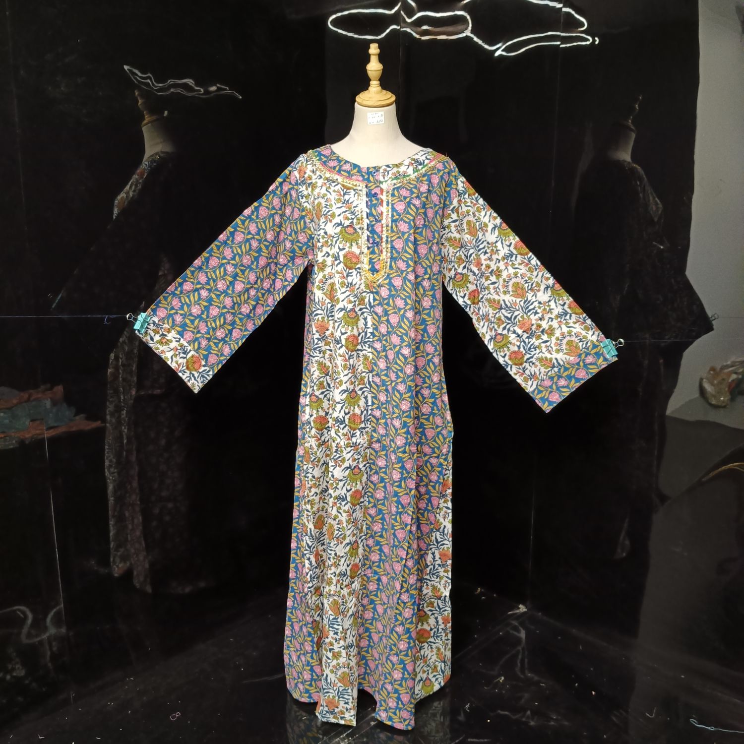 L/XL Noorain Printed Cotton Dress 57" Long Jalabiya
