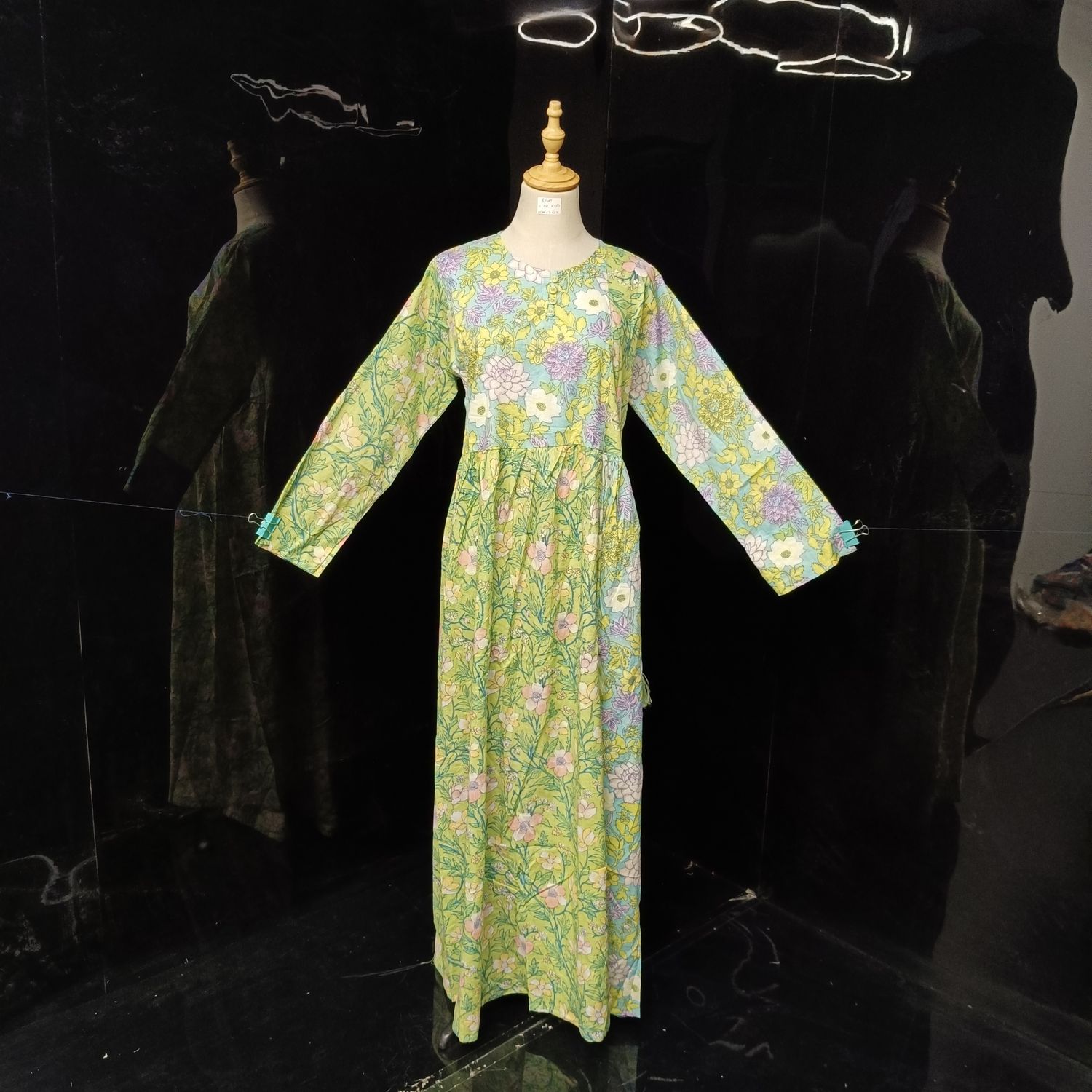S-M Special Printed Cotton Dress 57" Long Sleeves Jalabiya