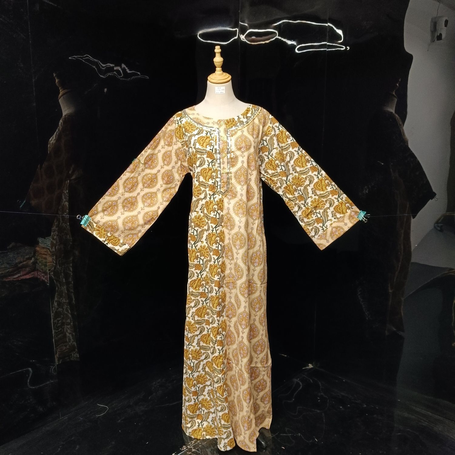 S\M Noorain Printed Cotton Dress 57" Long Jalabiya