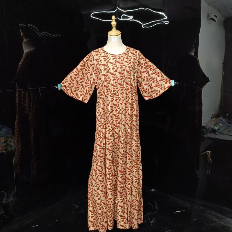 L/XL Special Multi Printed Cotton Dress 57" Long Jalabiya