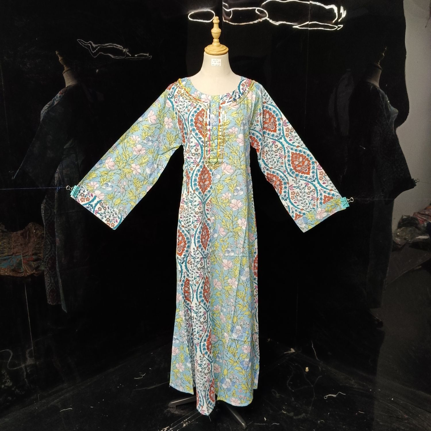 XS/S Noorain Printed Cotton Dress 54" Long Jalabiya