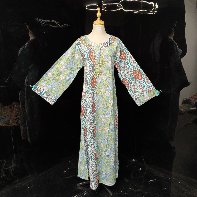XS/S Noorain Printed Cotton Dress 54" Long Jalabiya