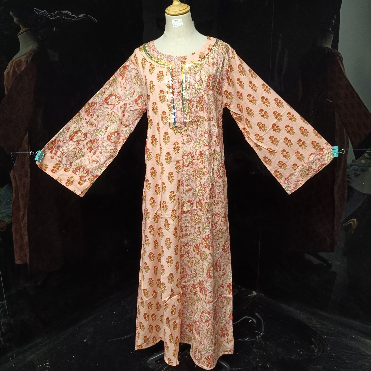 XS/S Noorain Printed Cotton Dress 54" Long Jalabiya