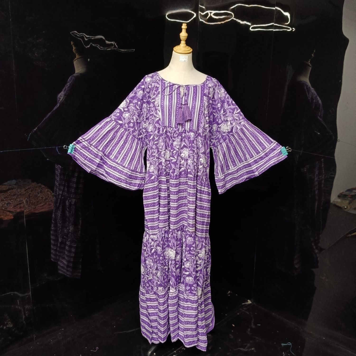 2XL/3XL Gaby  Printed Cotton Dress 57" Long Jalabiya