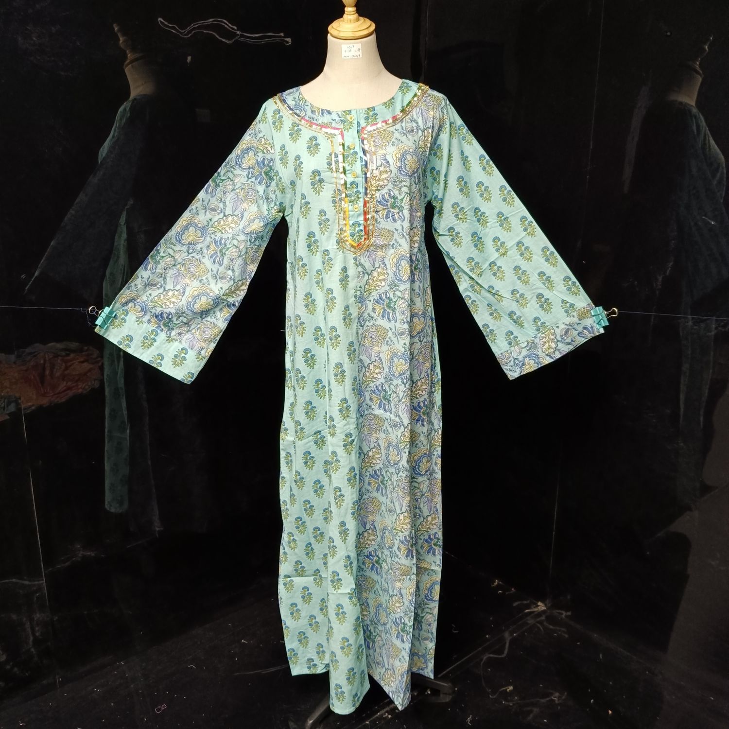 XS/S Noorain Printed Cotton Dress 54" Long Jalabiya