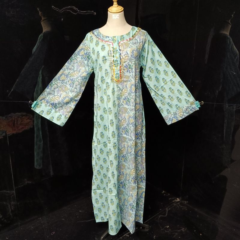 XS/S Noorain Printed Cotton Dress 54" Long Jalabiya
