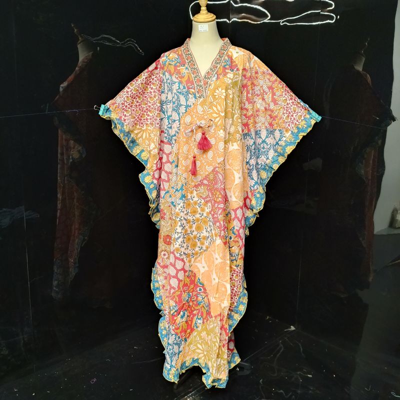 Free Size Cotton Farasha Kaftan 56" Long Jalabiya