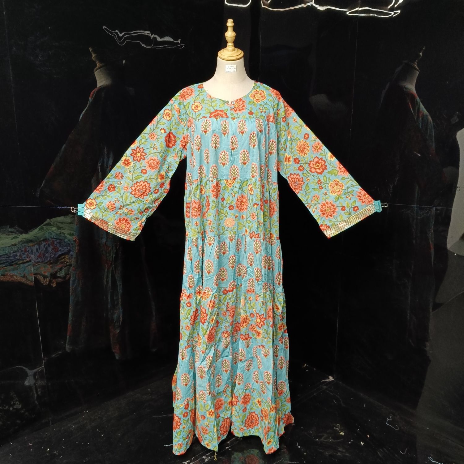 L/XL  Moon Printed Cotton Dress 57" Long Jalabiya