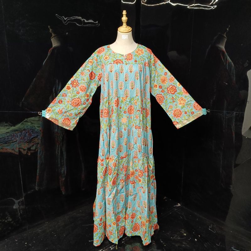 L/XL  Moon Printed Cotton Dress 57" Long Jalabiya