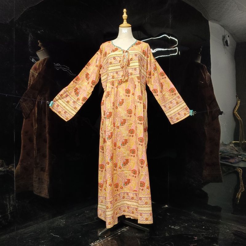 L/XL  Beach Printed Cotton Dress 57" Long Jalabiya