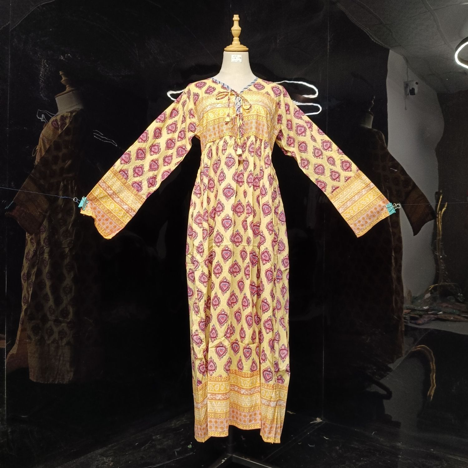 S/XS  Beach Printed Cotton Dress 54" Long Jalabiya