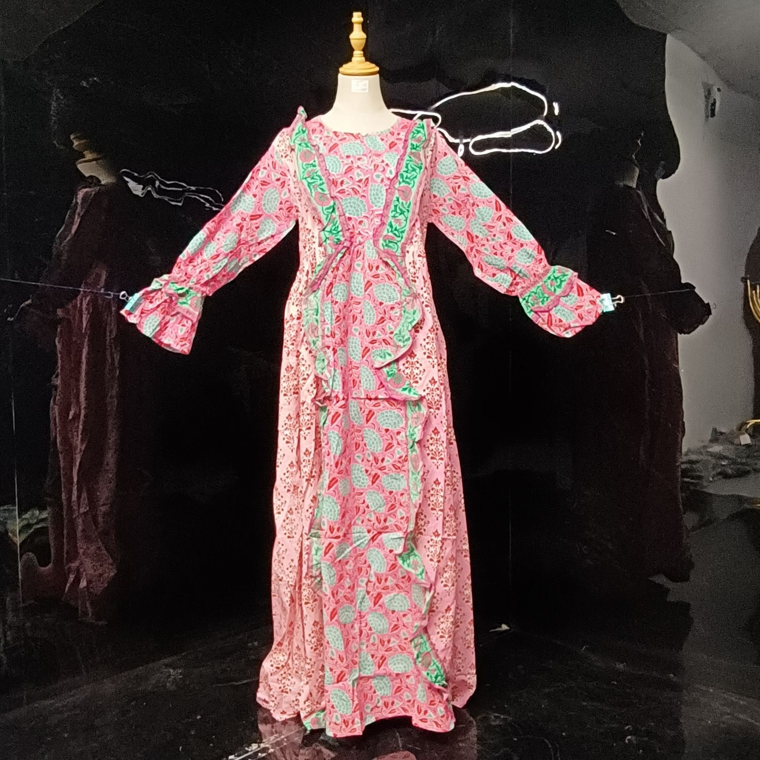 S/M Myza Printed Cotton Dress 57" Long Jalabiya