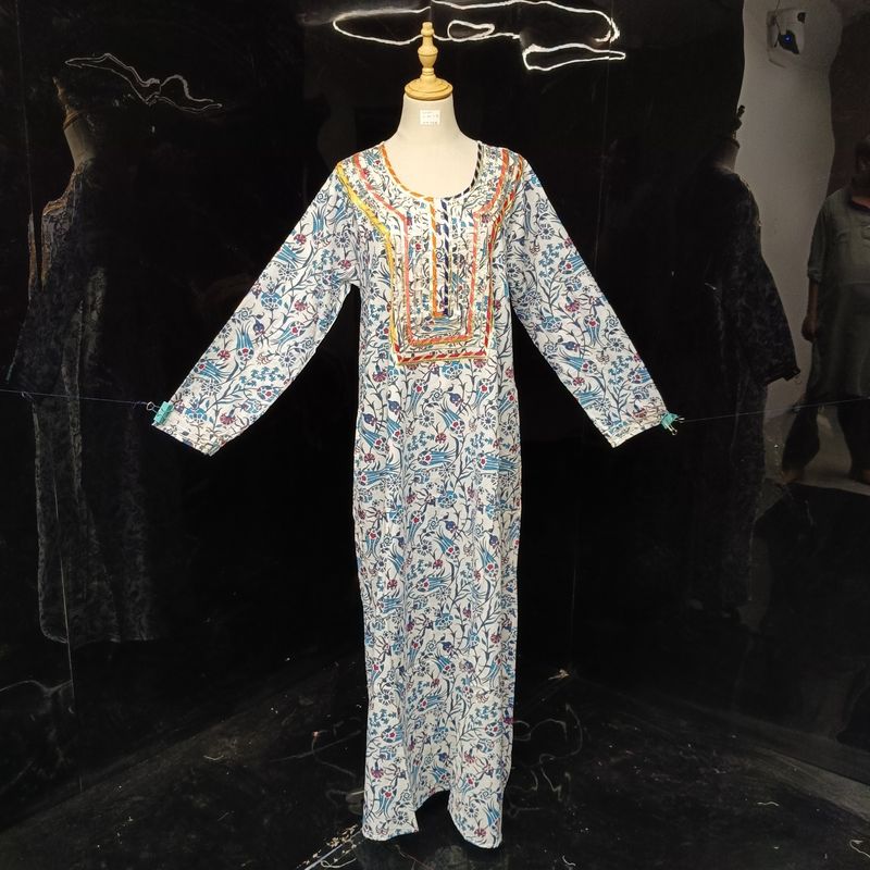 L/XL Noorain Printed Cotton Dress 57" Long Jalabiya