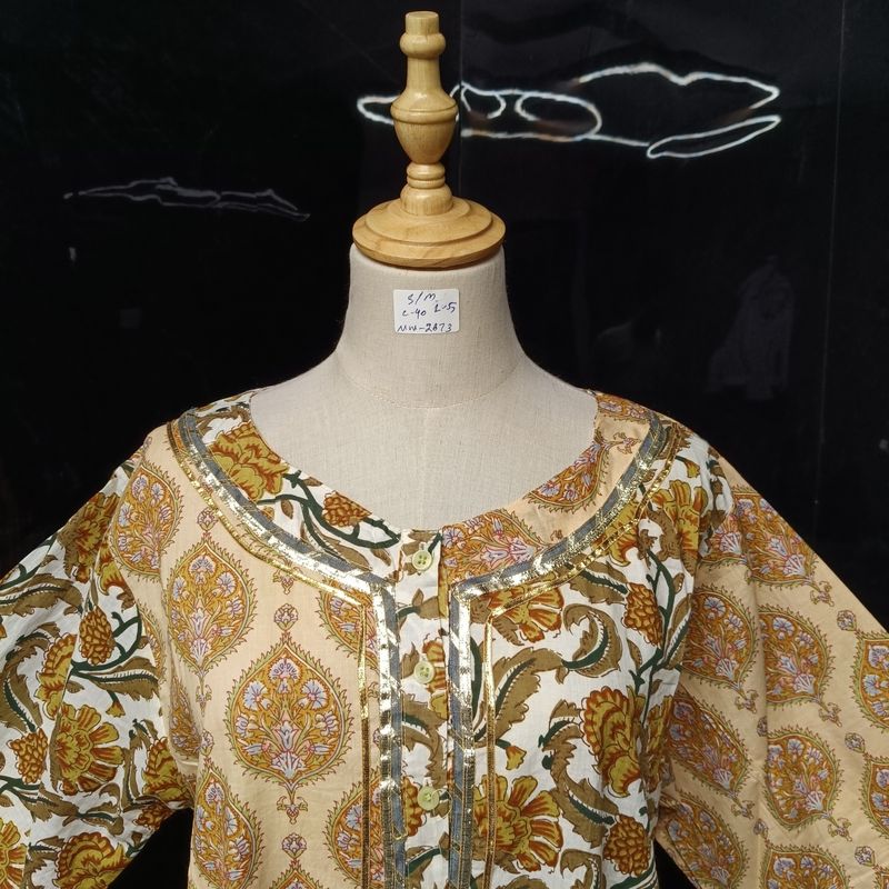 S\M Noorain Printed Cotton Dress 57" Long Jalabiya