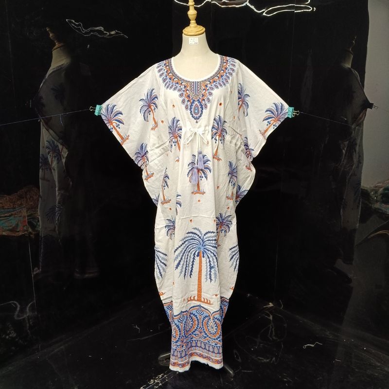 Free Size Cotton Farasha Kaftan 56" Long Jalabiya