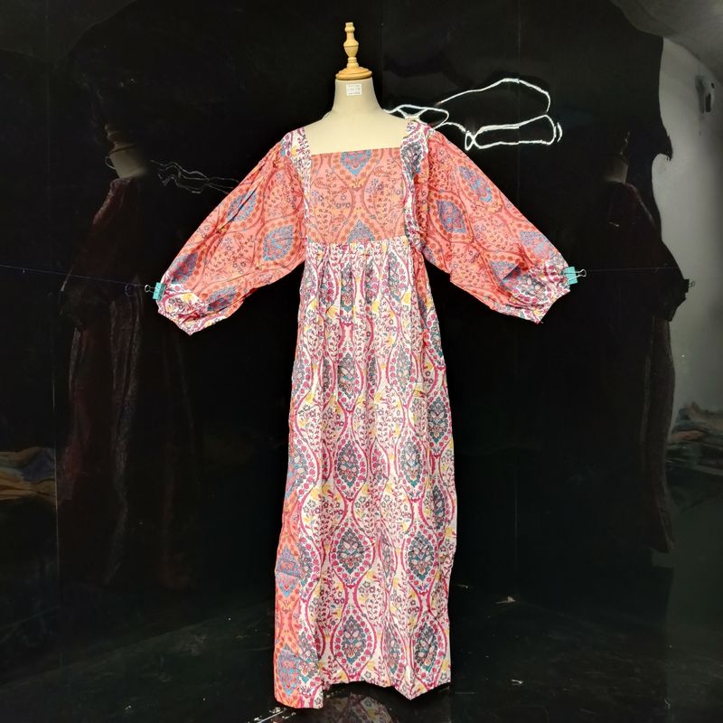 2XL/3XL Special Printed Cotton Dress 57" Long Jalabiya