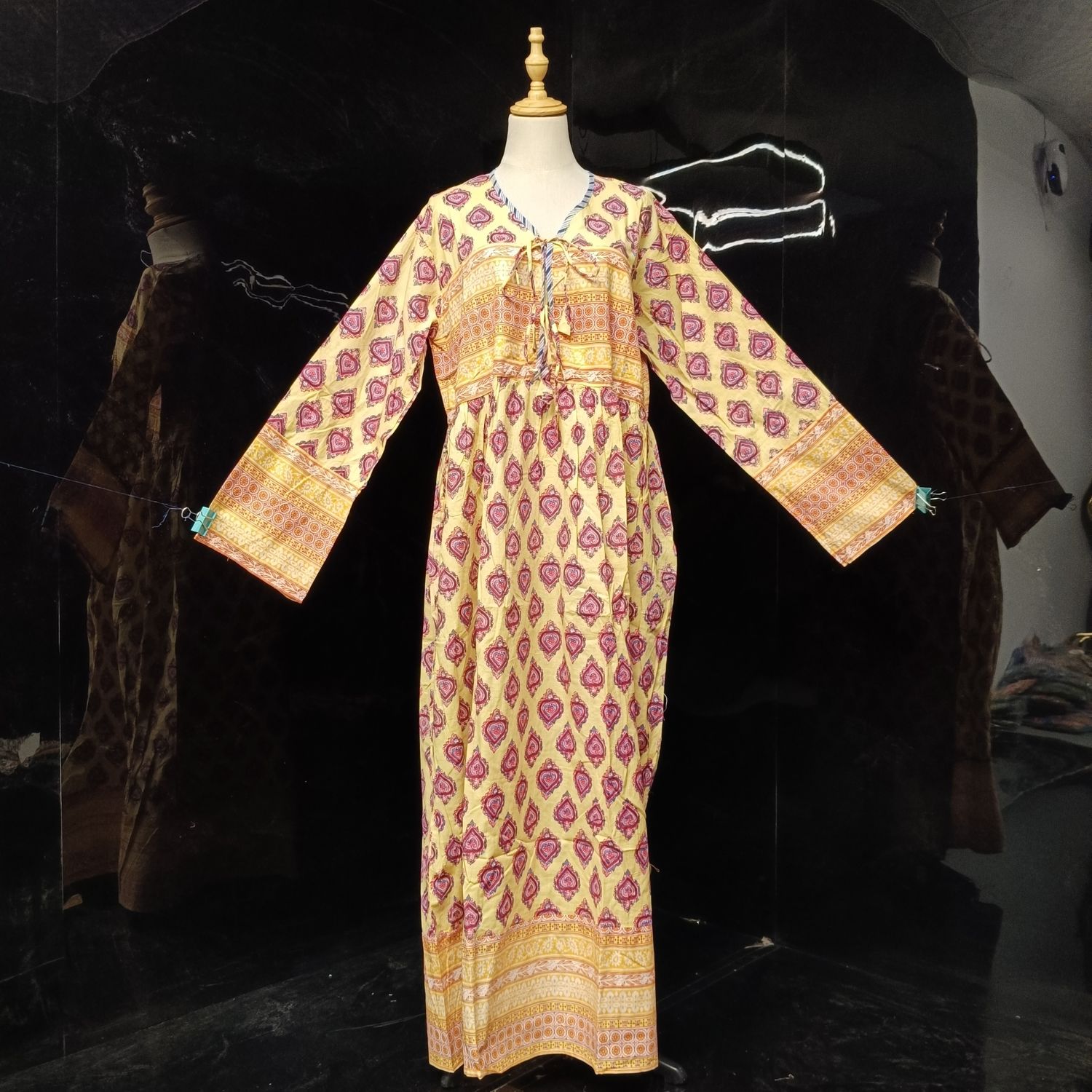 2XL/3XL  Beach Printed Cotton Dress 57" Long Jalabiya