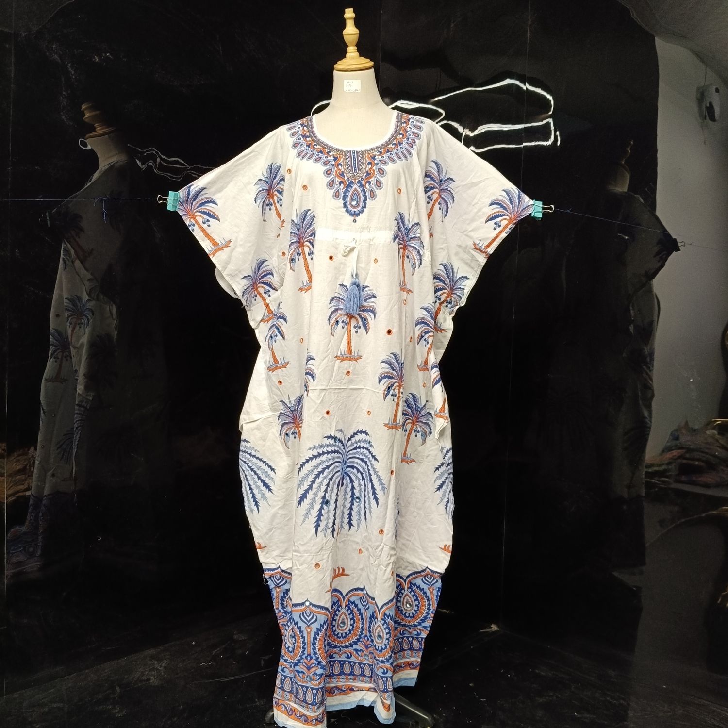 Free Size Cotton Farasha Kaftan 56" Long Jalabiya