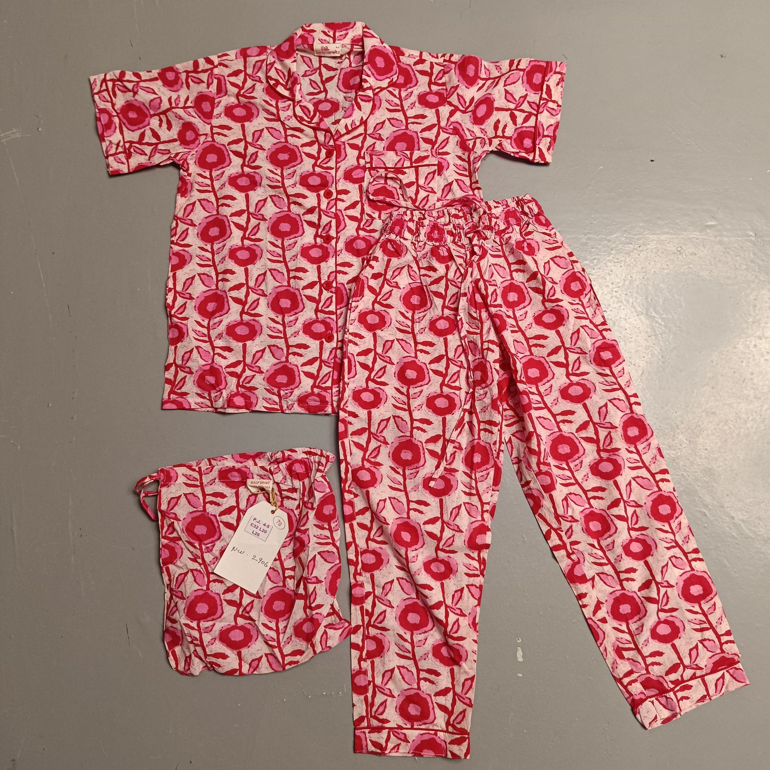 4-5 Year Cotton Half Sleeves Shirt Collar Neck Full Pajama Set