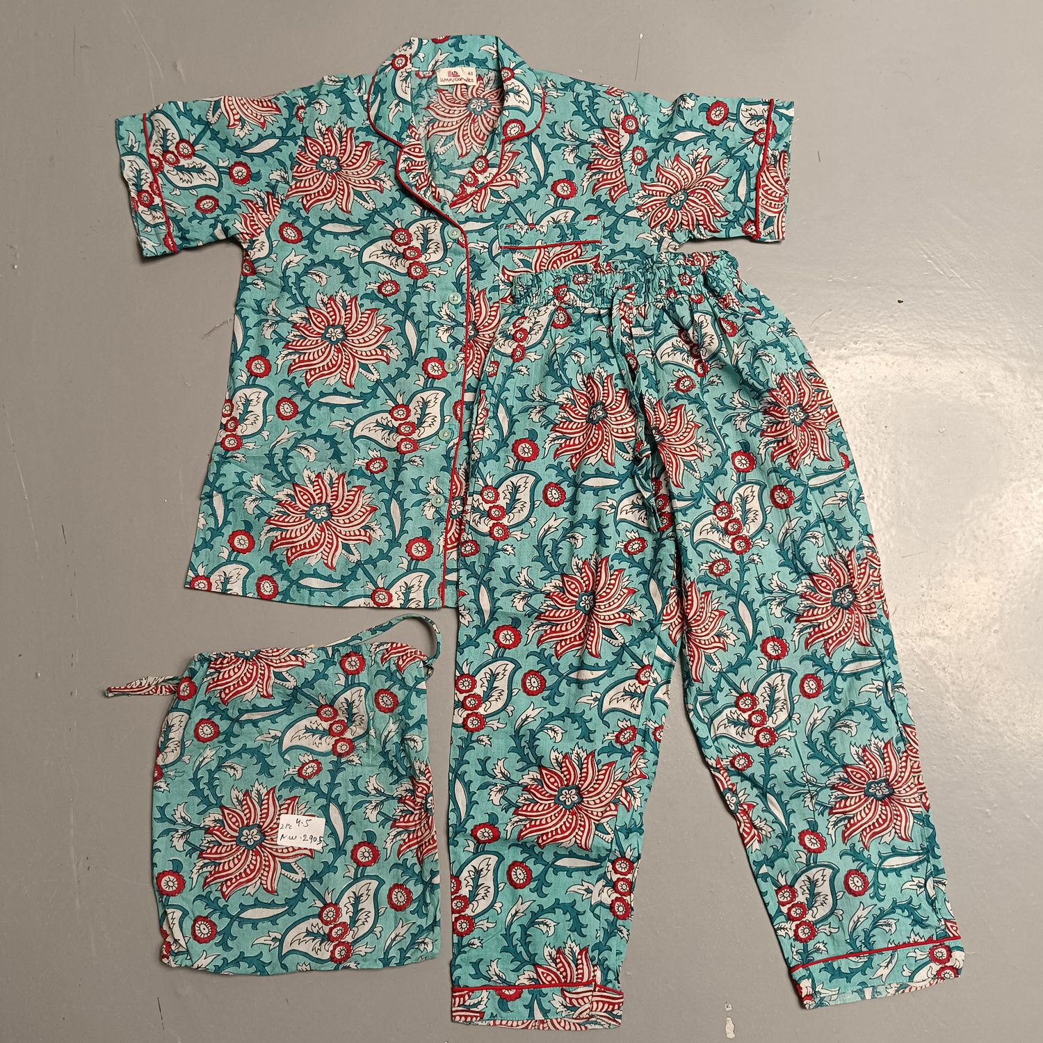 4-5 Year Cotton Half Sleeves Shirt Collar Neck Full Pajama Set