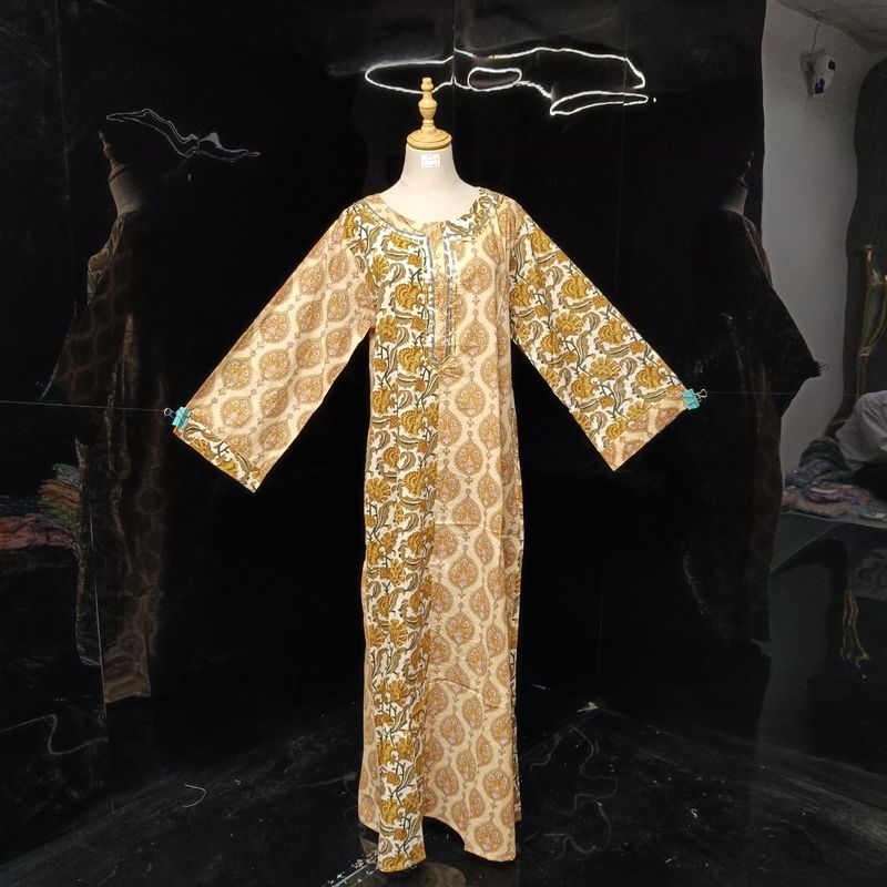 S\M Noorain Printed Cotton Dress 57" Long Jalabiya