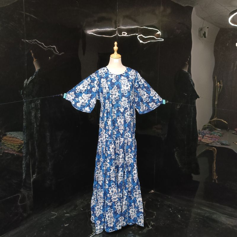 L/XL Special Multi Printed Cotton Dress 57" Long Jalabiya