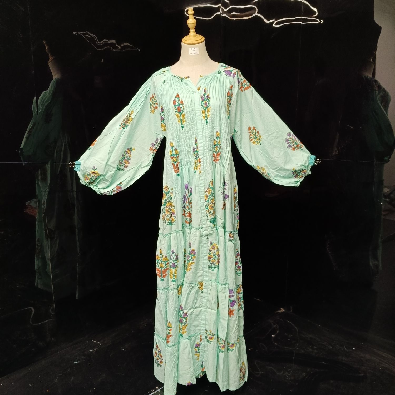 S-M Fawz Printed Cotton Dress 57" Long Jalabiya