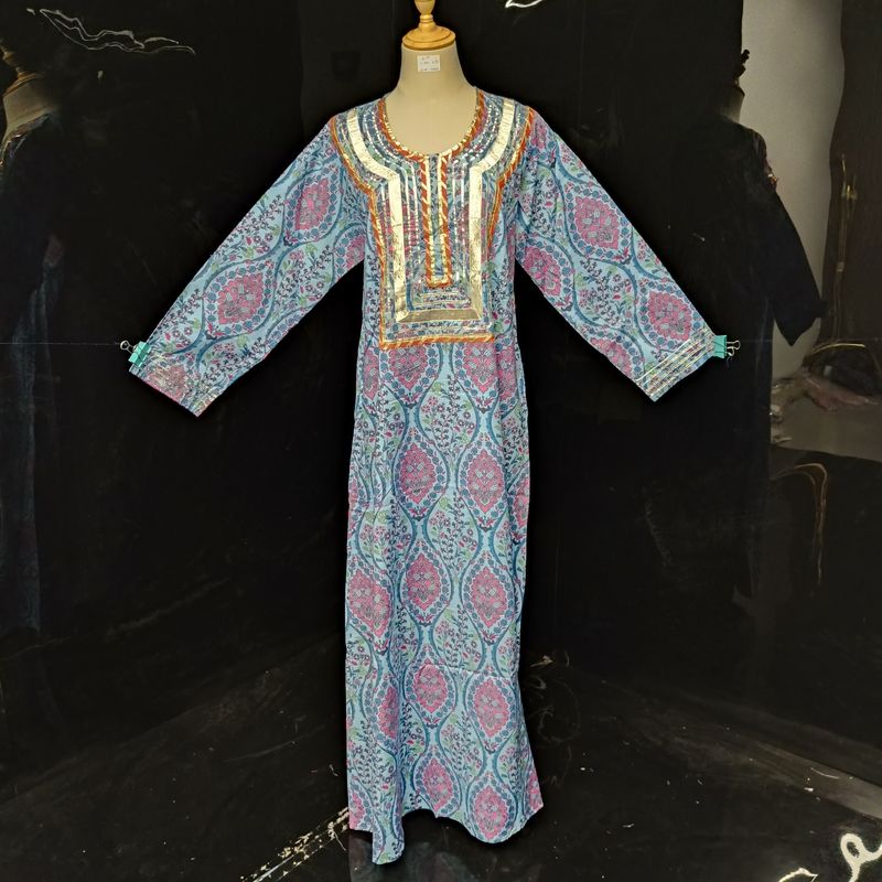 S/M Special Printed Cotton Dress 57" Long Jalabiya