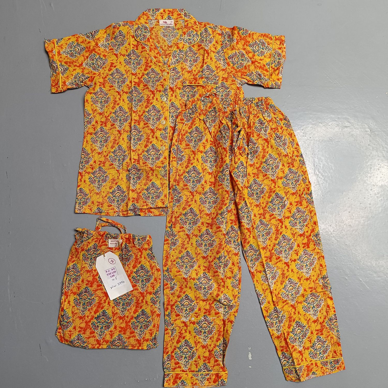 4-5 Year Cotton Half Sleeves Shirt Collar Neck Full Pajama Set