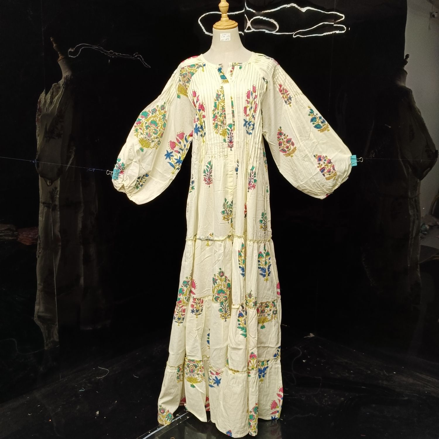 L-XL Fawz Printed Cotton Dress 57" Long Jalabiya