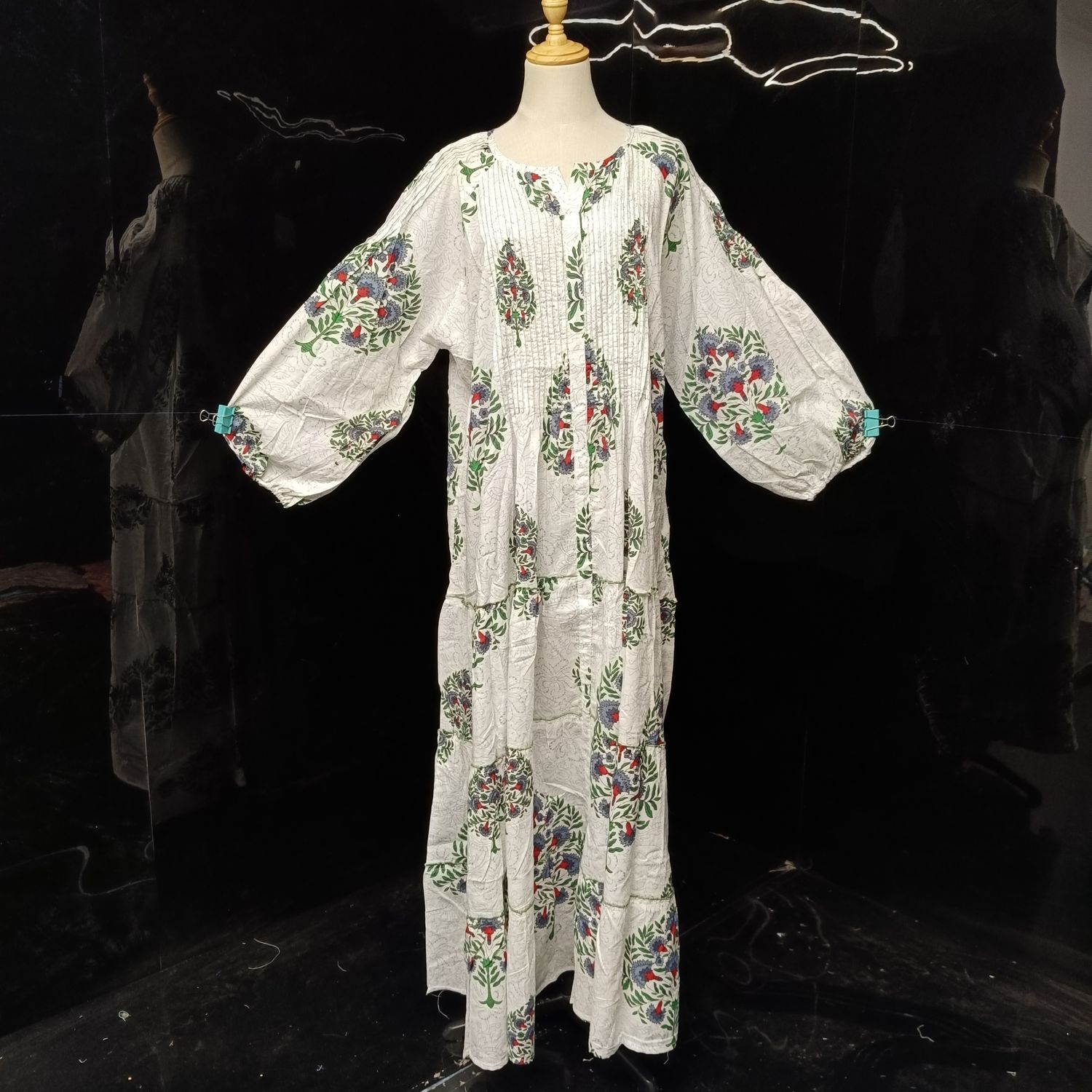 2XL-3XL Fawz Printed Cotton Dress 57" Long Jalabiya