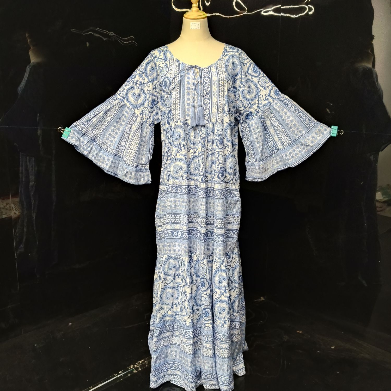 L/XL Gaby Crystal Printed Cotton Dress 57" Long Jalabiya