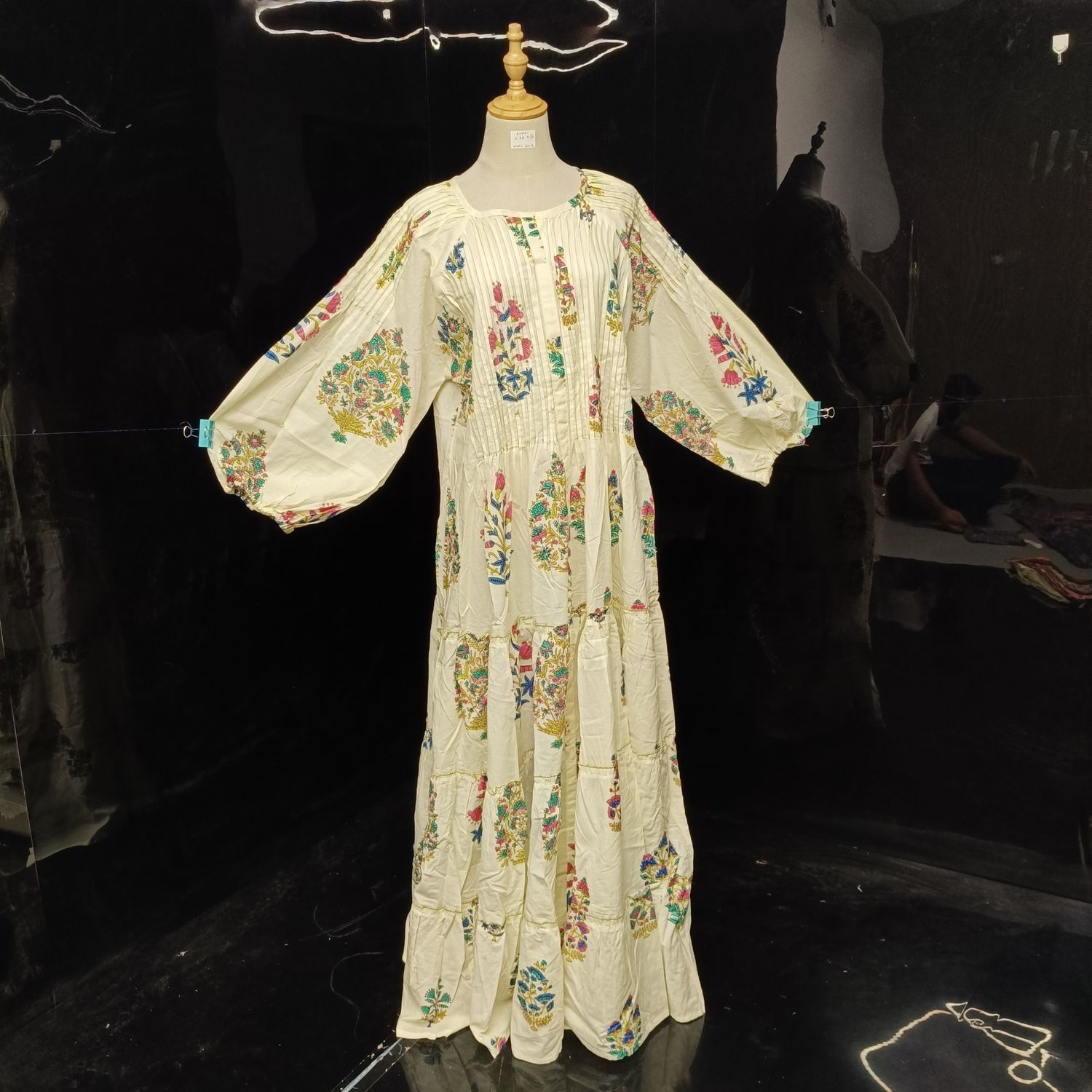 L-XL Fawz Printed Cotton Dress 57" Long Jalabiya