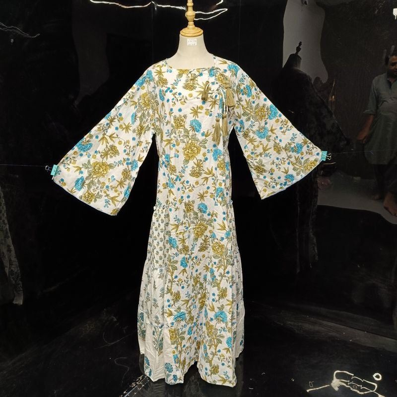 L/LX Cindrella Printed Cotton Dress 57" Long Jalabiya