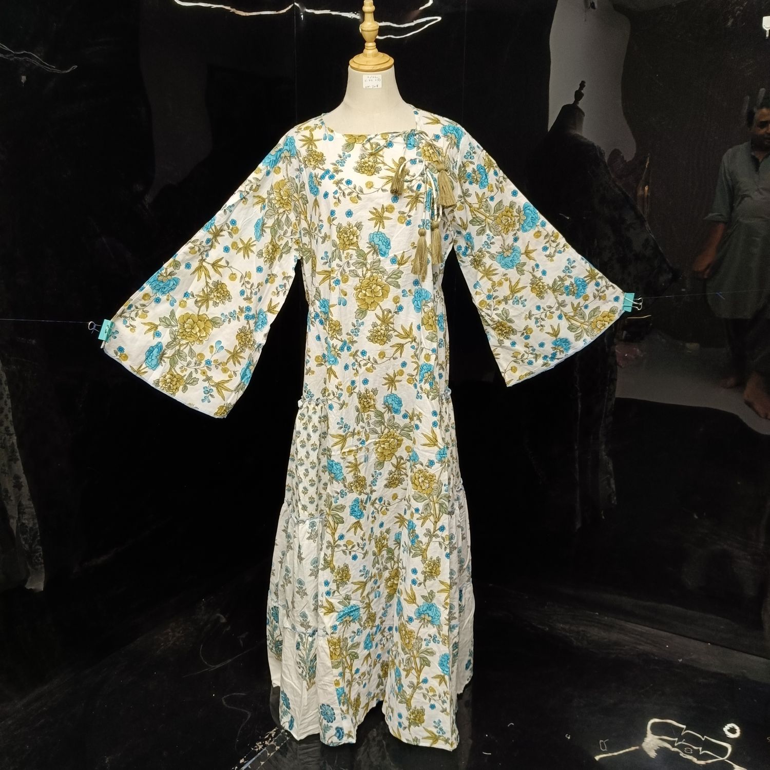 L/LX Cindrella Printed Cotton Dress 57" Long Jalabiya