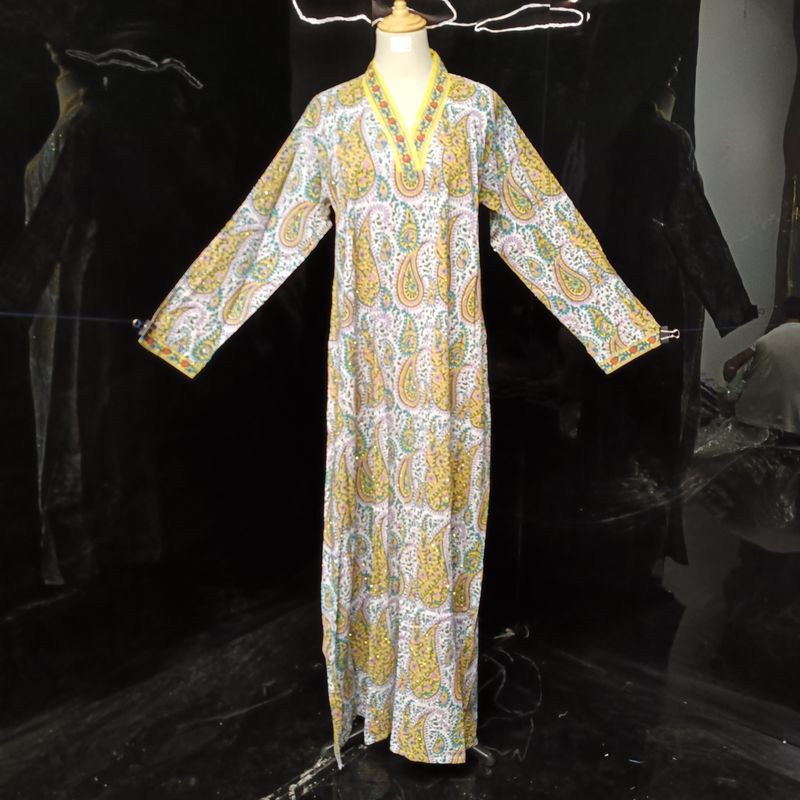 S/M Teena Crystal Cotton Dress 56" Long Jalabiya