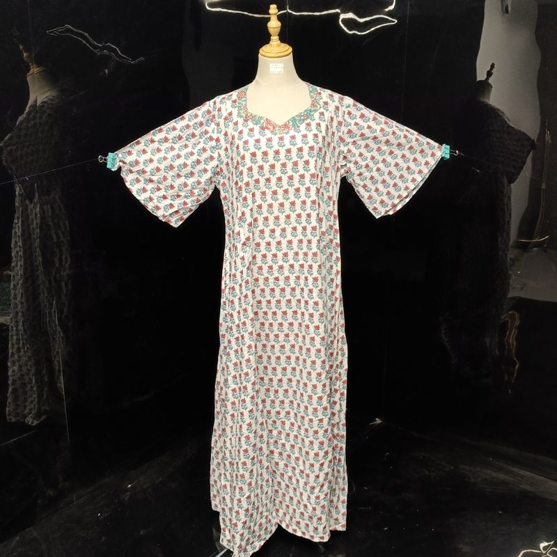 L/XL Special Printed Cotton Dress 57" Long Jalabiya