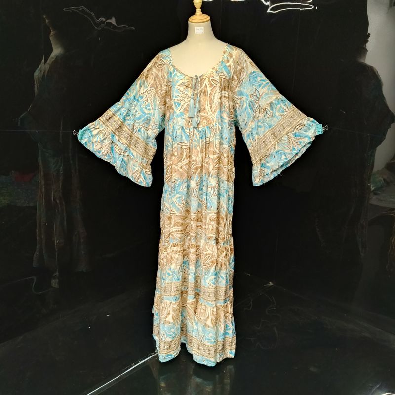 2XL/3XL Gaby Silk Crystal  Long Dress 57" Long Jalabiya