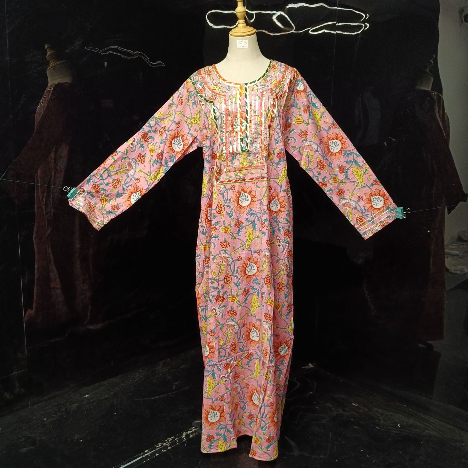 L/XL Special Printed Cotton Dress 57" Long Jalabiya