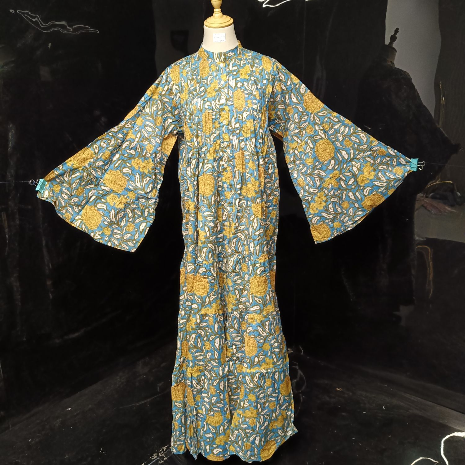 L/XL Halisa Printed Cotton Dress 57" Long Jalabiya