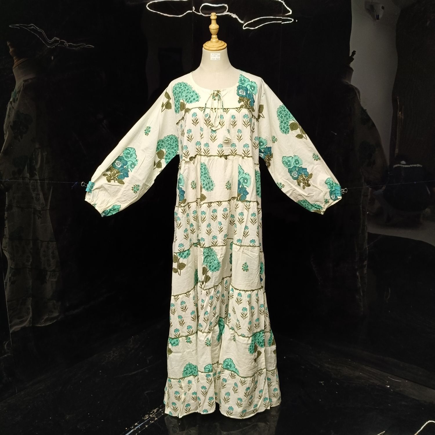 L/XL Nadia Printed Cotton Dress 57" Long Jalabiya