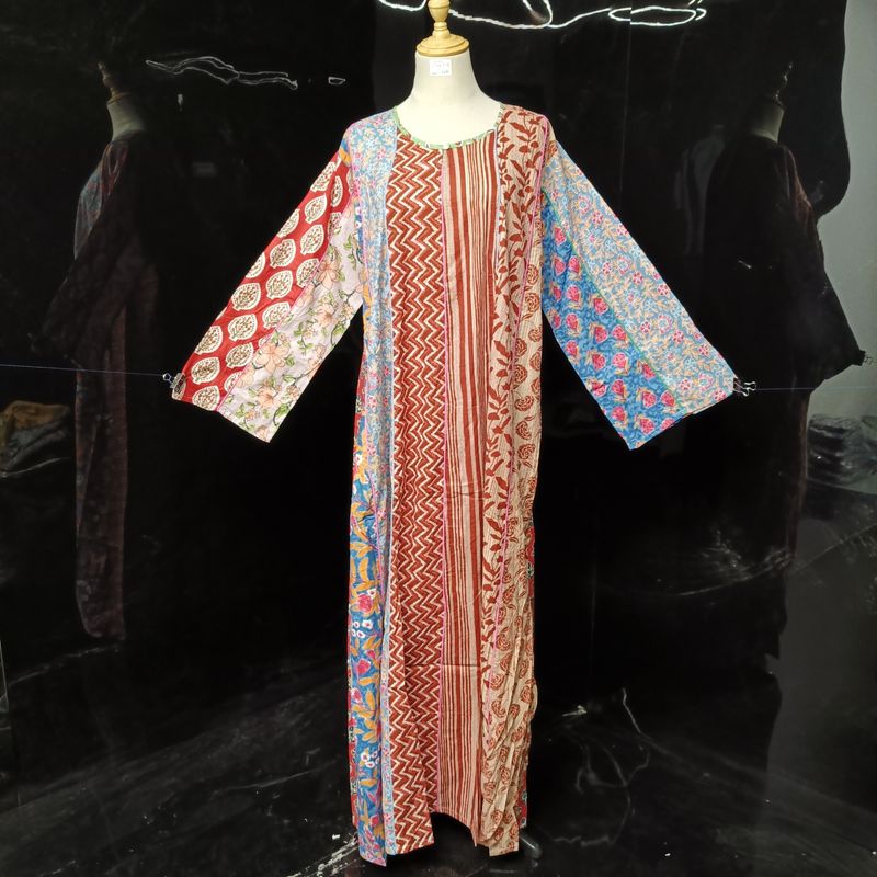 L/XL Malaysia Printed Cotton Dress 57" Long Jalabiya