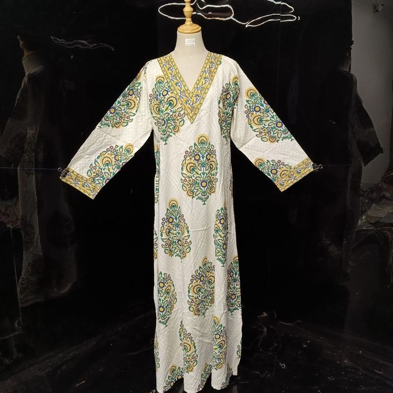  L/XL Leila crystal Hand Printed cotton jalabiya