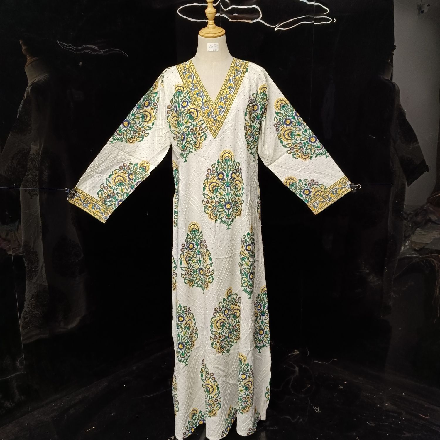  L/XL Leila crystal Hand Printed cotton jalabiya