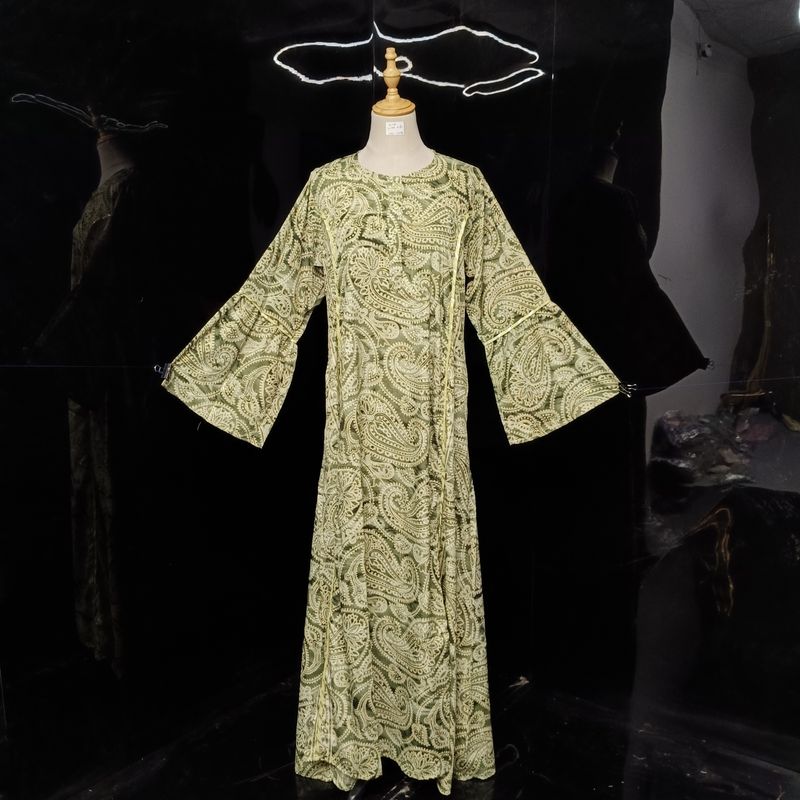 S/M Marry Silk Printed  Dress 57" Long jalabiya