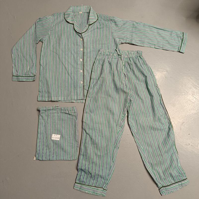 6-7 Year Cotton Full Sleeves Shirt Collar Neck Full Pajama Set