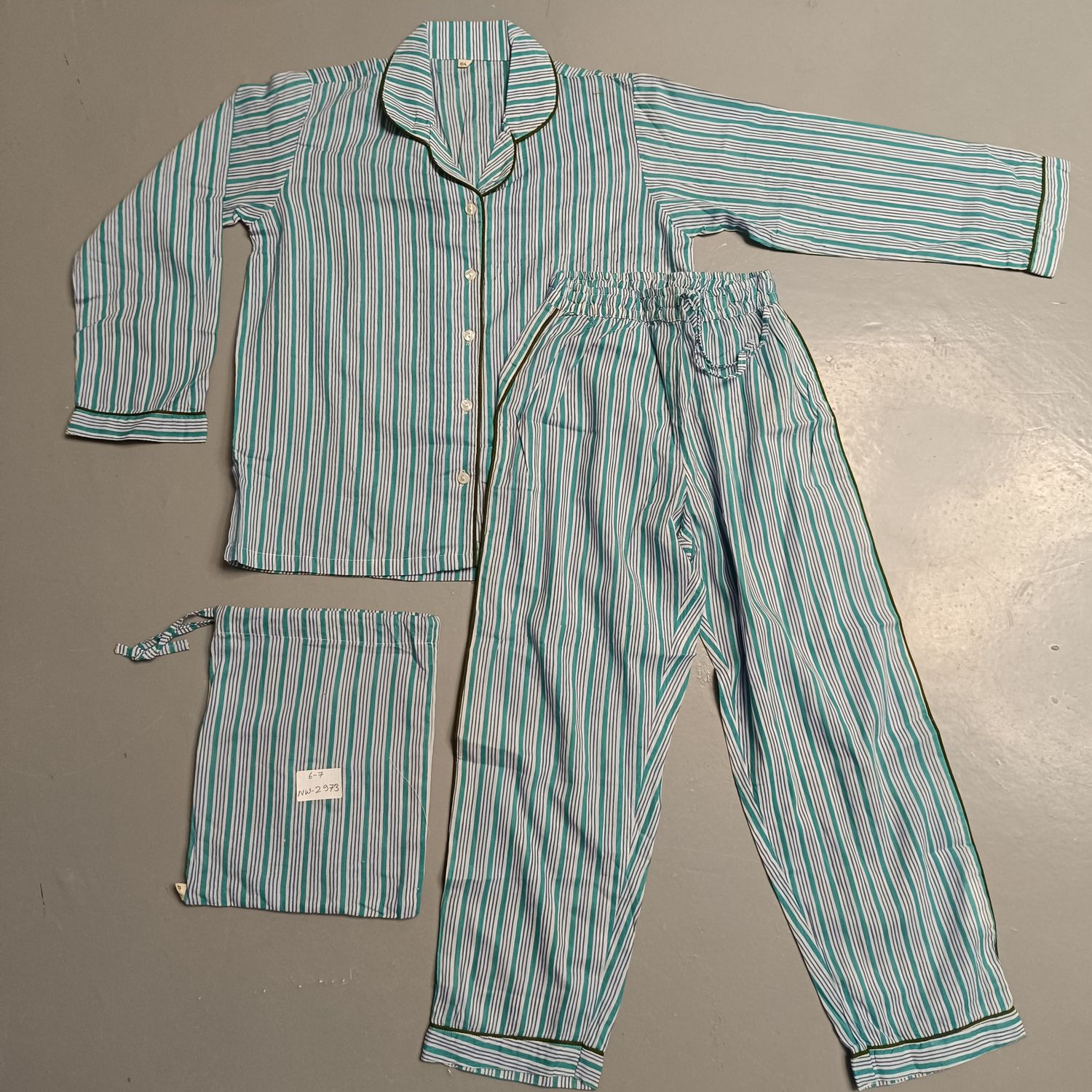 6-7 Year Cotton Full Sleeves Shirt Collar Neck Full Pajama Set